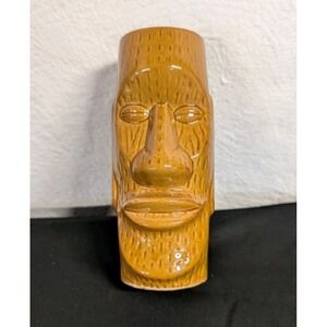 VINTAGE TIKI MUG Brown Ceramic 6 1/2" COCKTAIL Glass Barware